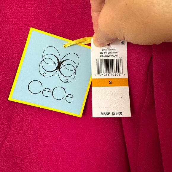 CeCe V-Neck Blouse Smocked Cuffs - Size Small - Picture 5 of 6